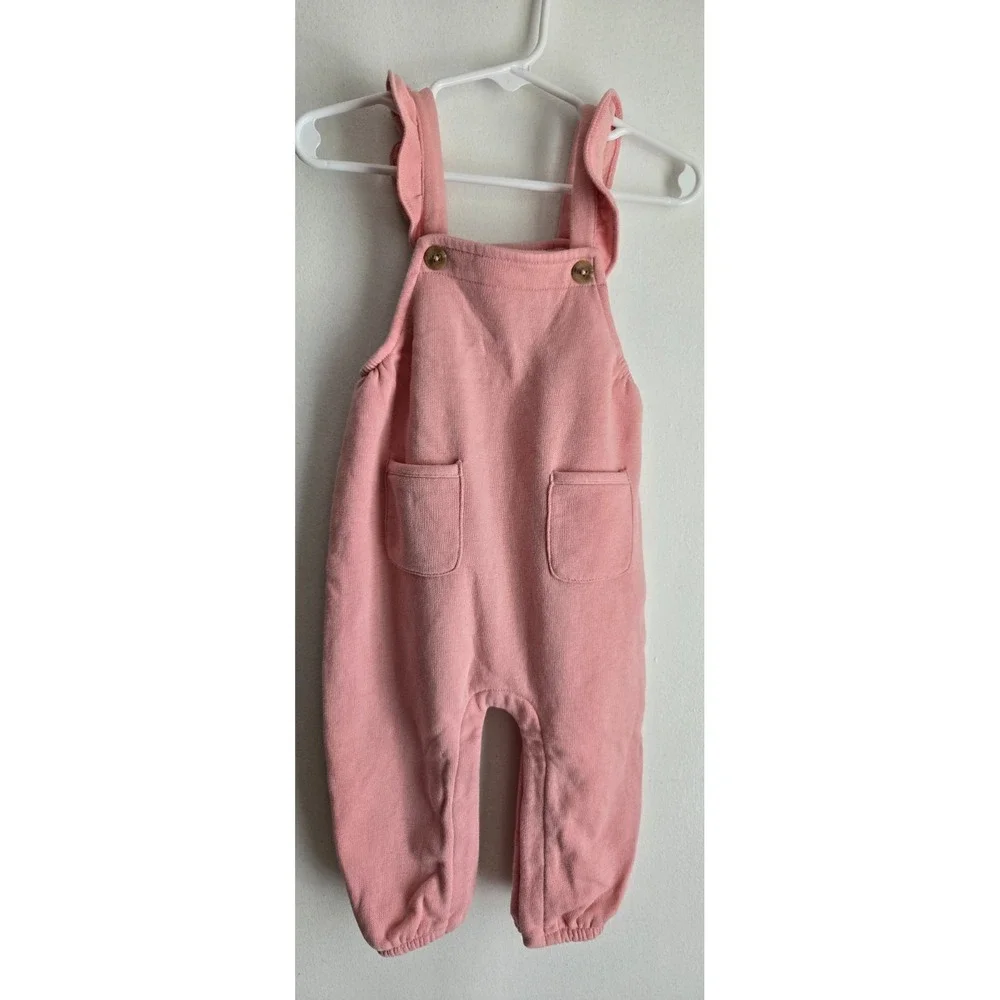 Old Navy Soft‎ Pink Fleece Overalls Corduroy Jumpsuit Size 12-18 months